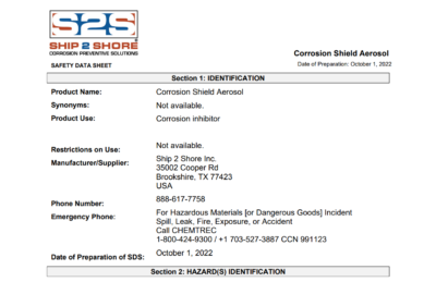 SDS – Aerosol Corrosion Shield (English)