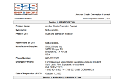 SDS – Anchor Chain Corrosion Control (English)